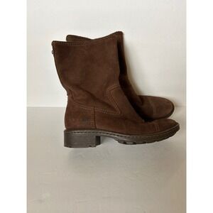 Born Audie Boots Womens 8 Brown Genuine Leather Round Toe Mid Calf Pull On